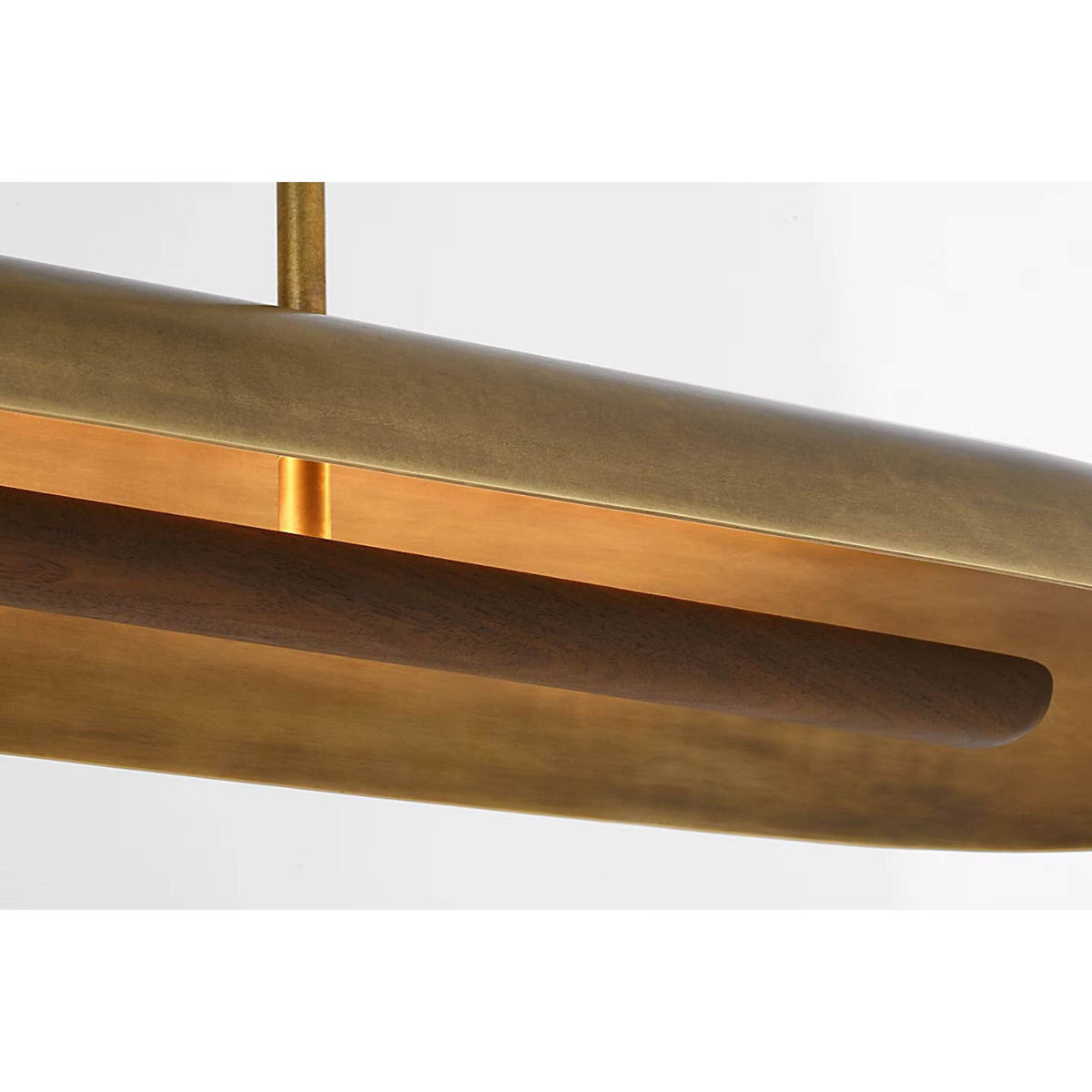 Anne-Marie Barton Remi 60" Linear Pendant in Mottled Brass and Warm Walnut W12" x 59.75"