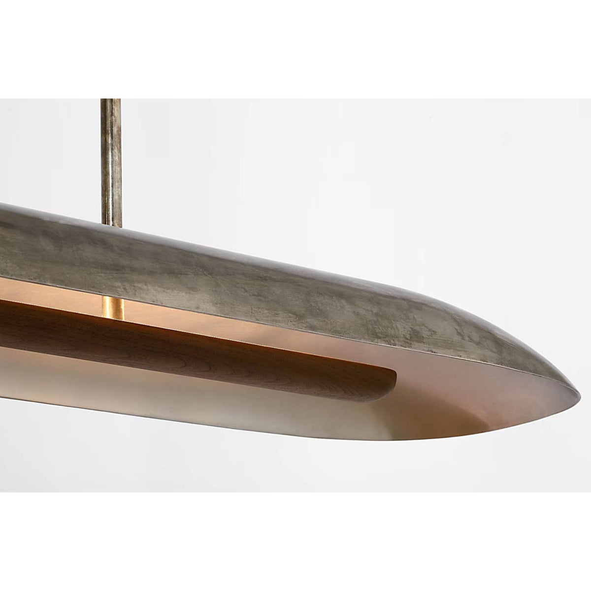 Anne-Marie Barton Remi 60" Linear Pendant in Mottled Pewter and Warm Walnut W12" x 59.75"