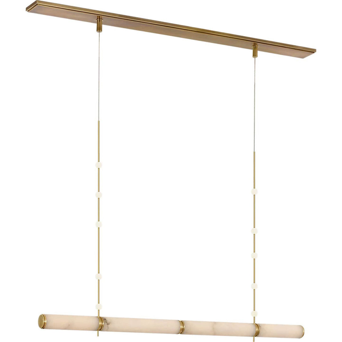 Anne-Marie Barton Marcell 56" Linear Chandelier in Antique-Burnished Brass with Alabaster W2.75" x 56"