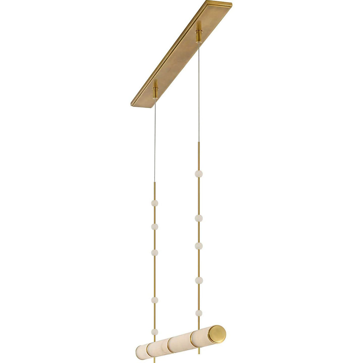 Anne-Marie Barton Marcell 56" Linear Chandelier in Antique-Burnished Brass with Alabaster W2.75" x 56"