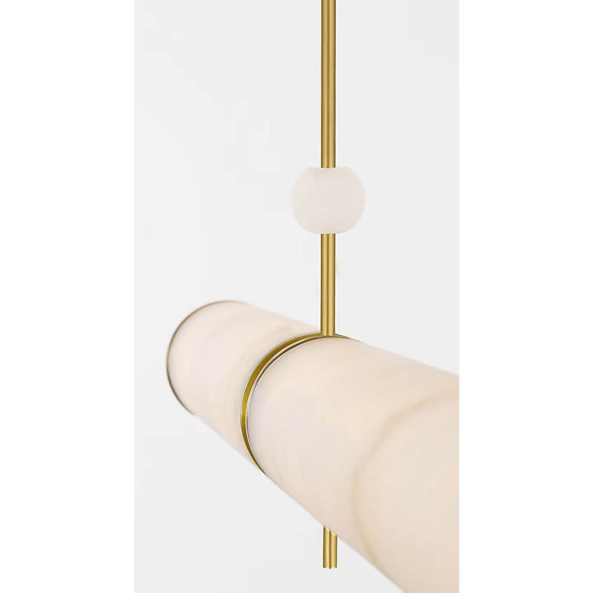 Anne-Marie Barton Marcell 56" Linear Chandelier in Antique-Burnished Brass with Alabaster W2.75" x 56"