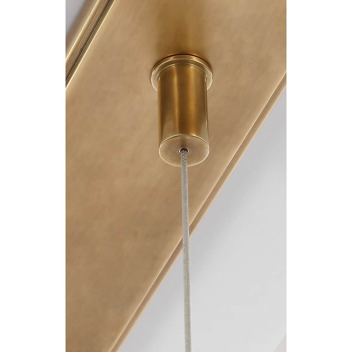 Anne-Marie Barton Marcell 56" Linear Chandelier in Antique-Burnished Brass with Alabaster W2.75" x 56"