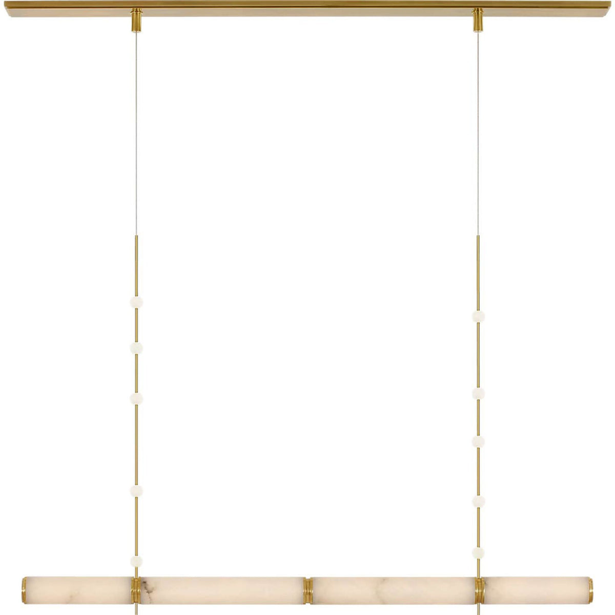 Anne-Marie Barton Marcell 56" Linear Chandelier in Antique-Burnished Brass with Alabaster W2.75" x 56"