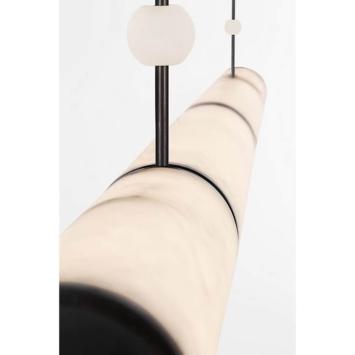 Anne-Marie Barton Marcell 56" Linear Chandelier in Bronze with Alabaster W2.75" x 56"