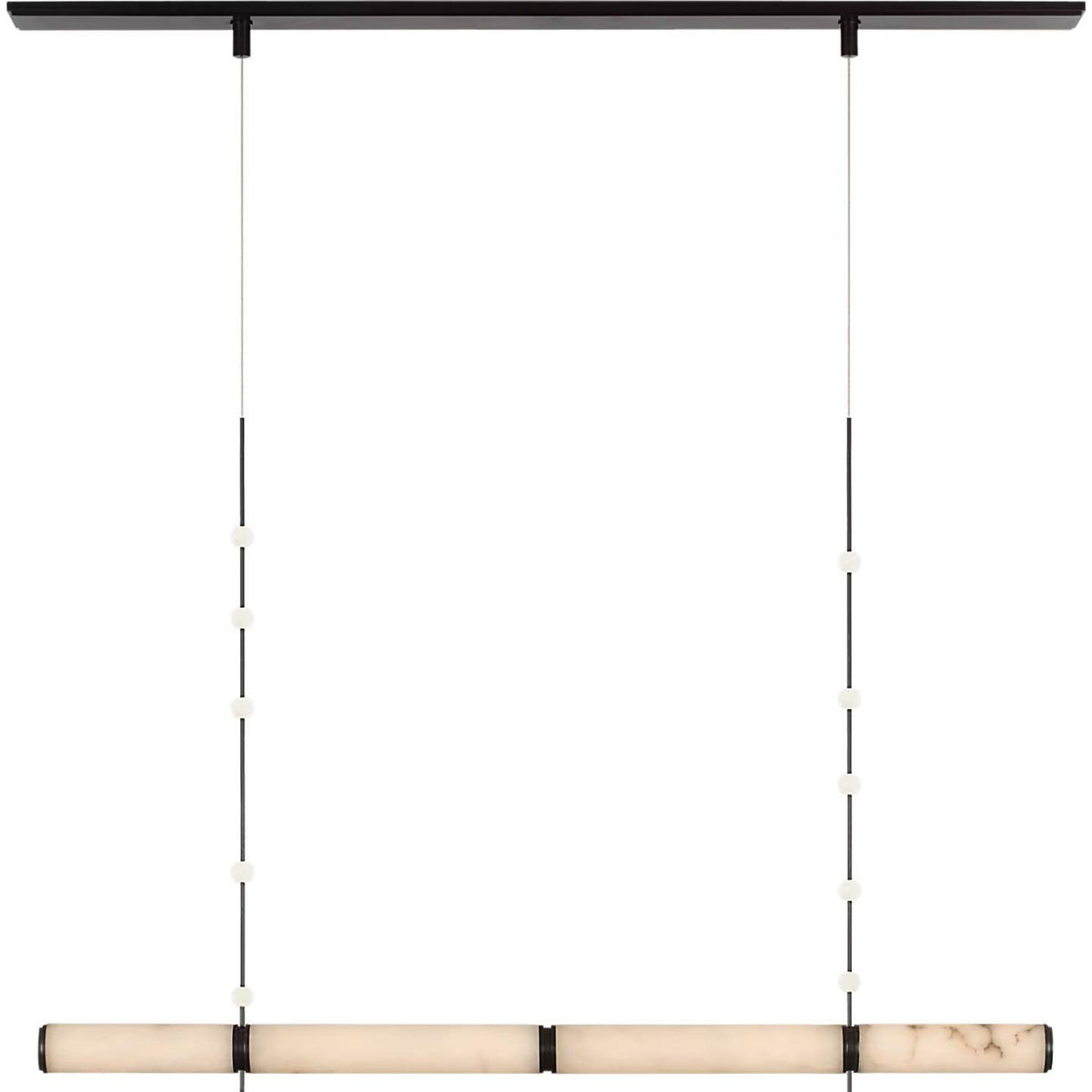 Anne-Marie Barton Marcell 56" Linear Chandelier in Bronze with Alabaster W2.75" x 56"