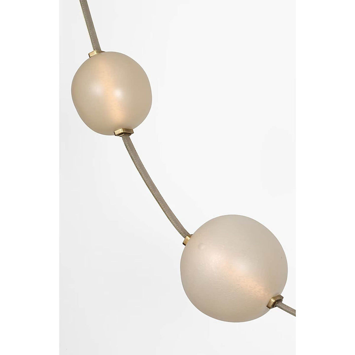 Anne-Marie Barton Dune Belted Light in Ash Suede and Mottled Brass with Fizzy Nude Glass W8" - 58.5" x H50.25" - 98.5"
