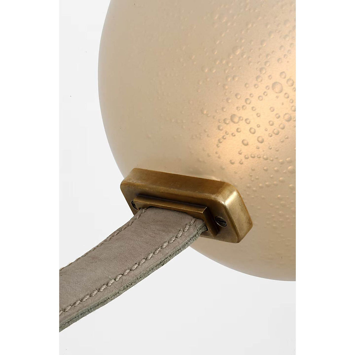 Anne-Marie Barton Dune Belted Light in Ash Suede and Mottled Brass with Fizzy Nude Glass W8" - 58.5" x H50.25" - 98.5"