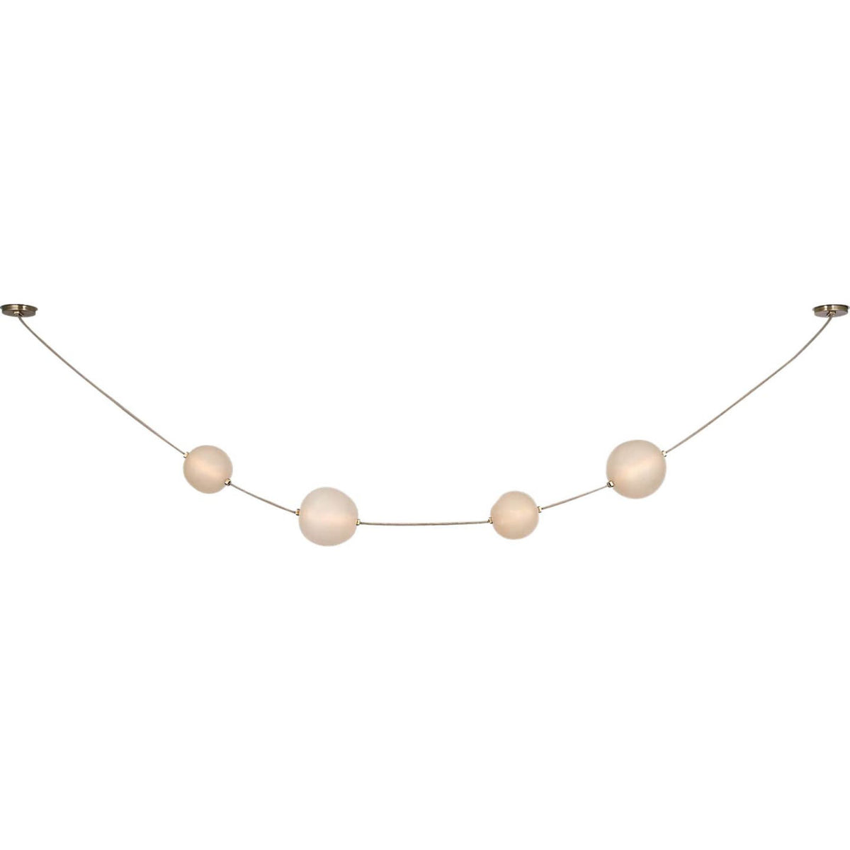 Anne-Marie Barton Dune Belted Light in Ash Suede and Mottled Brass with Fizzy Nude Glass W8" - 58.5" x H50.25" - 98.5"