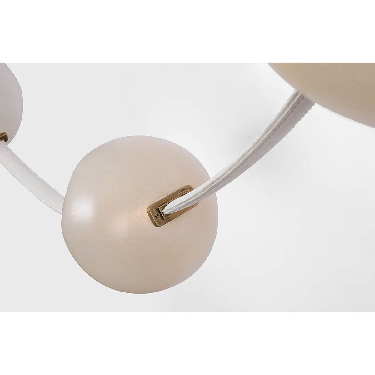 Anne-Marie Barton Dune Belted Light in Bone Suede and Mottled Brass with Fizzy Nude Glass W8" - 58.5" x H50.25" - 98.5"