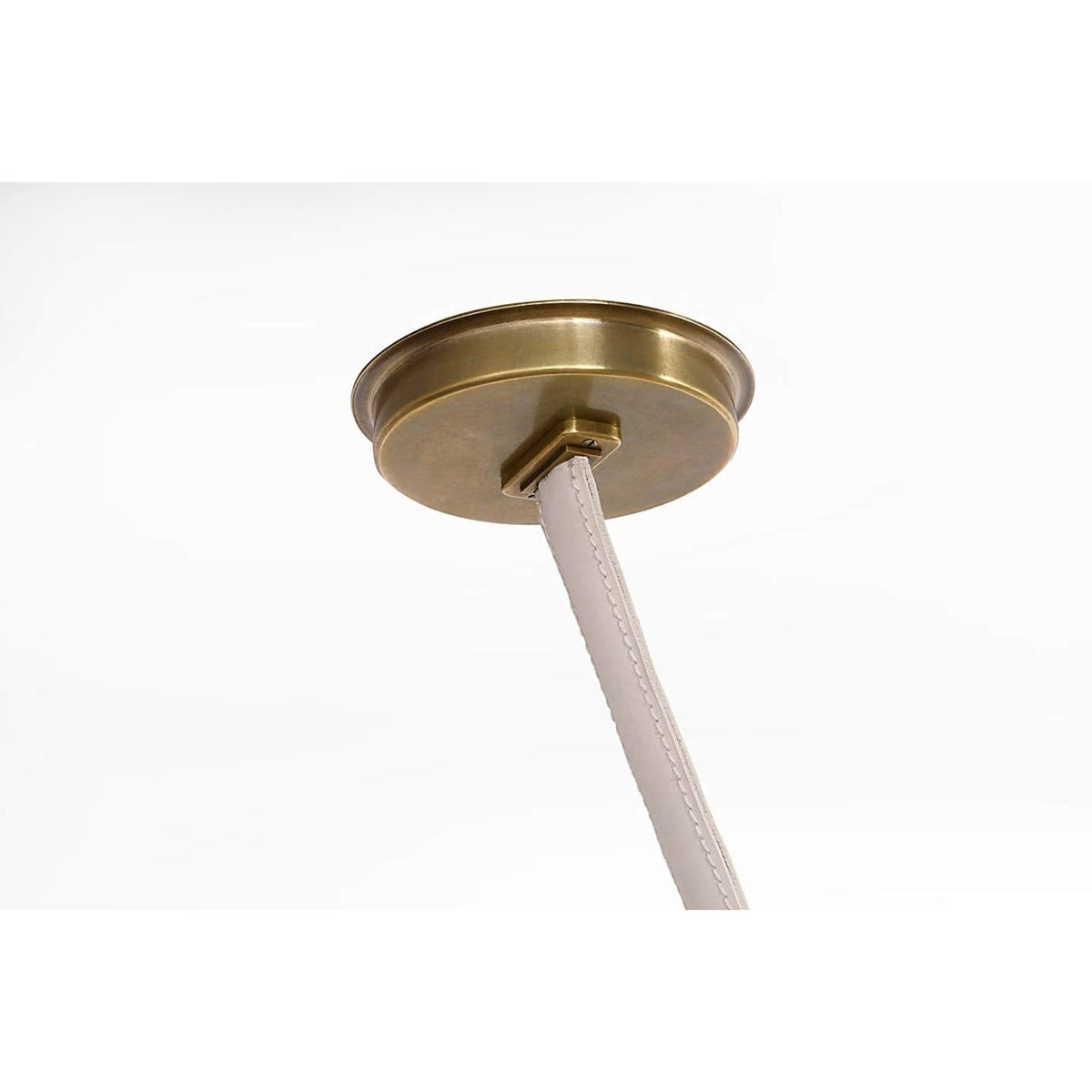 Anne-Marie Barton Dune Belted Light in Bone Suede and Mottled Brass with Fizzy Nude Glass W8" - 58.5" x H50.25" - 98.5"