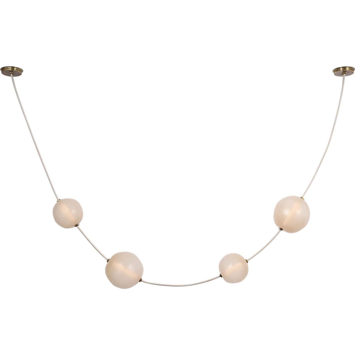 Anne-Marie Barton Dune Belted Light in Bone Suede and Mottled Brass with Fizzy Nude Glass W8" - 58.5" x H50.25" - 98.5"