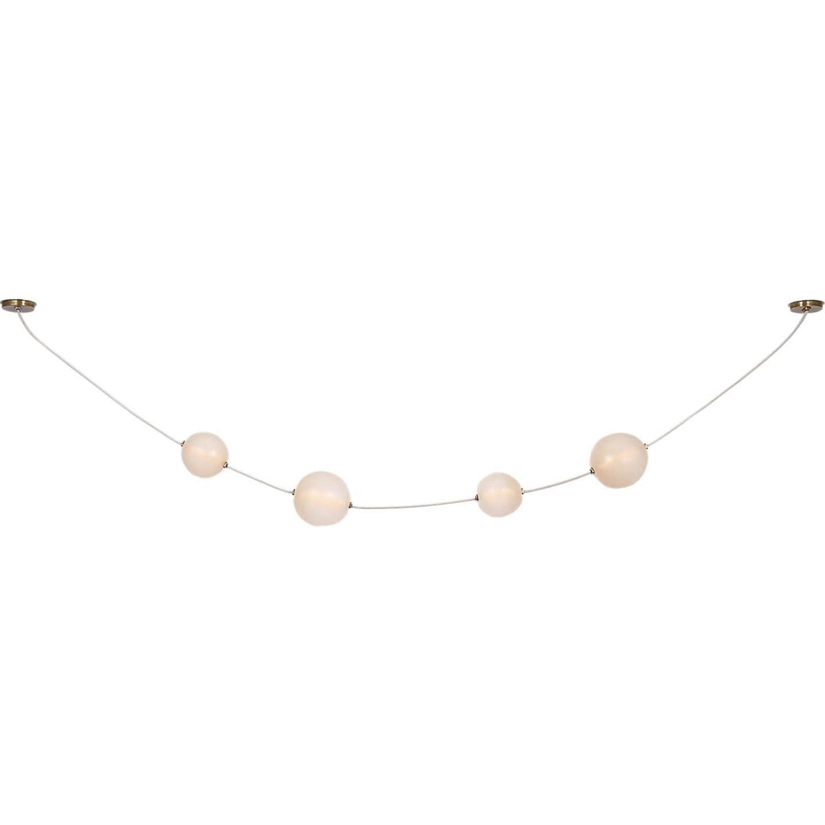 Anne-Marie Barton Dune Belted Light in Bone Suede and Mottled Brass with Fizzy Nude Glass W8" - 58.5" x H50.25" - 98.5"