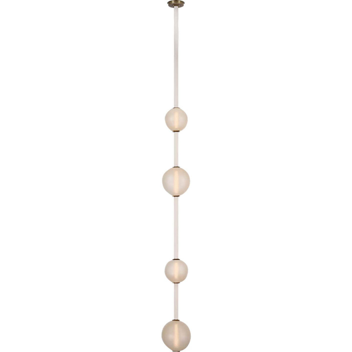 Anne-Marie Barton Dune Belted Light in Bone Suede and Mottled Brass with Fizzy Nude Glass W8" - 58.5" x H50.25" - 98.5"