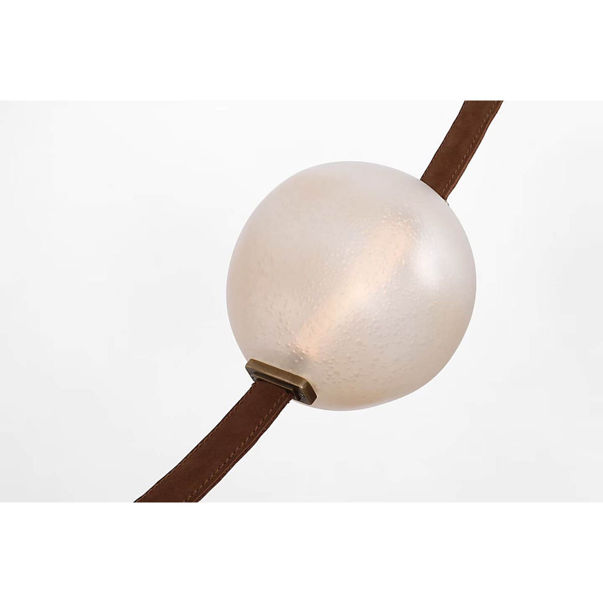 Anne-Marie Barton Dune Belted Light in Russet Suede and Mottled Brass with Fizzy Nude Glass W8" - 58.5" x H50.25" - 98.5"