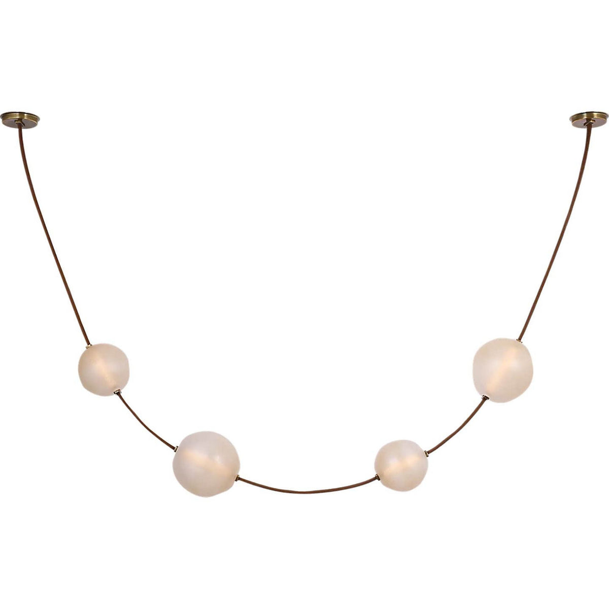 Anne-Marie Barton Dune Belted Light in Russet Suede and Mottled Brass with Fizzy Nude Glass W8" - 58.5" x H50.25" - 98.5"