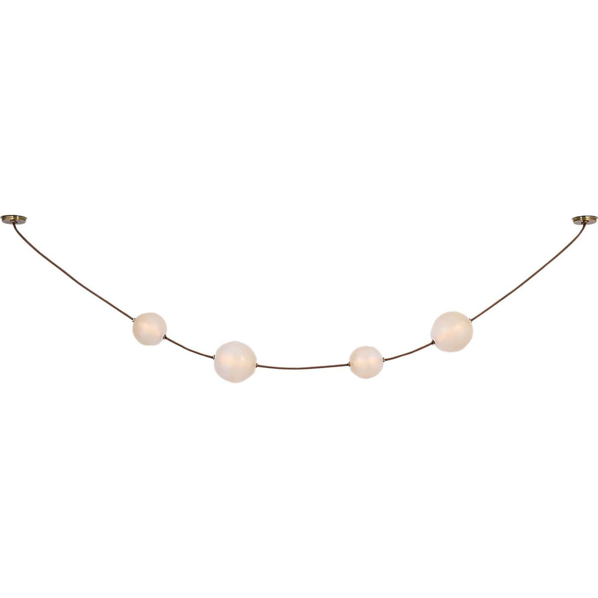 Anne-Marie Barton Dune Belted Light in Russet Suede and Mottled Brass with Fizzy Nude Glass W8" - 58.5" x H50.25" - 98.5"