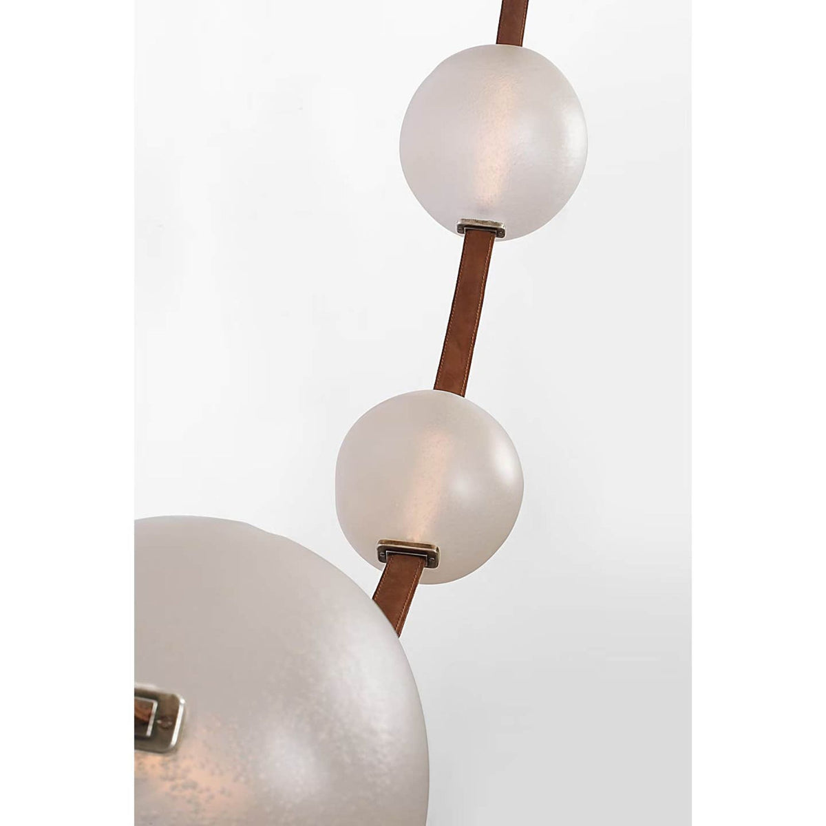 Anne-Marie Barton Dune Belted Light in Russet Suede and Mottled Pewter with Fizzy Nude Glass W8" - 58.5" x H50.25" - 98.5"
