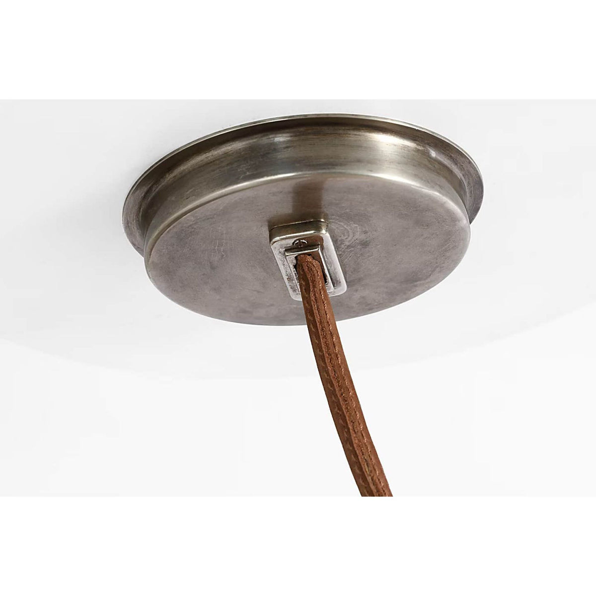 Anne-Marie Barton Dune Belted Light in Russet Suede and Mottled Pewter with Fizzy Nude Glass W8" - 58.5" x H50.25" - 98.5"