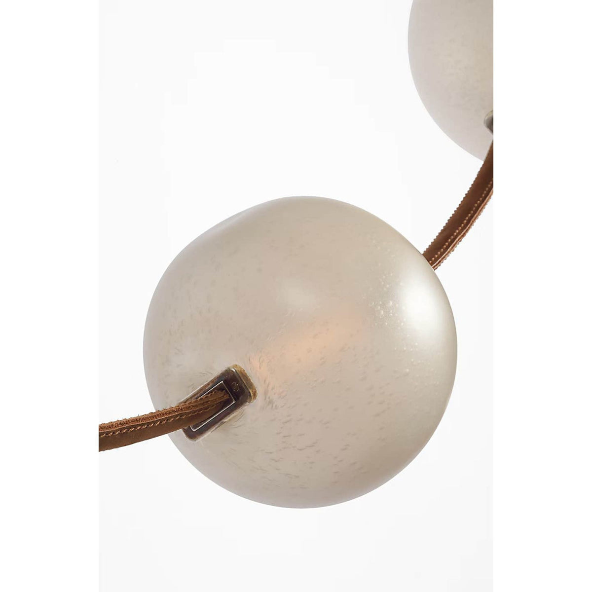 Anne-Marie Barton Dune Belted Light in Russet Suede and Mottled Pewter with Fizzy Nude Glass W8" - 58.5" x H50.25" - 98.5"