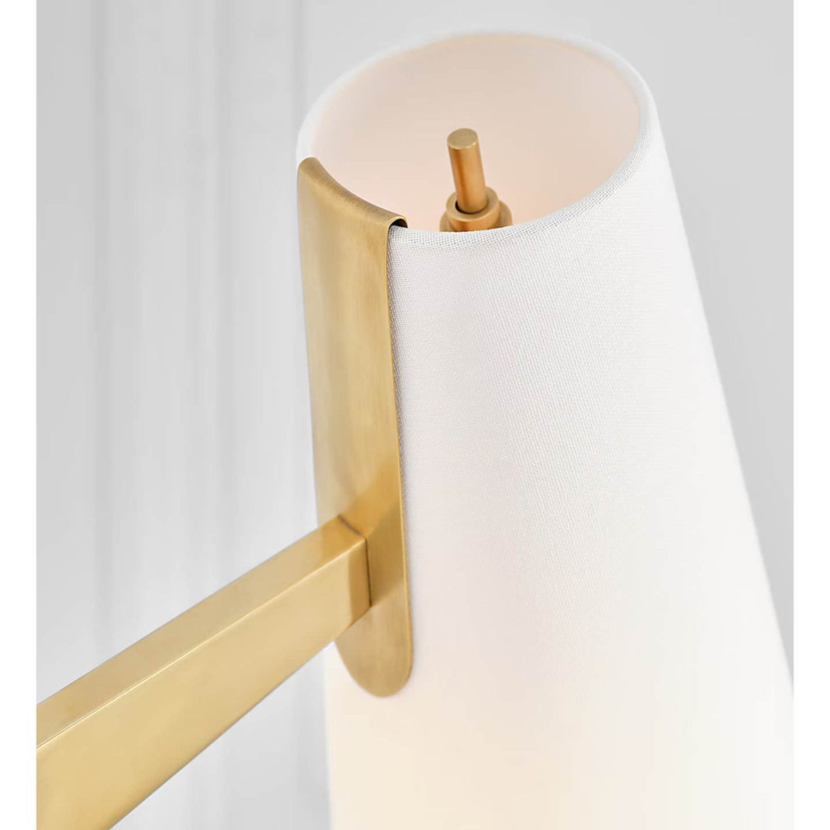 AERIN Katia Floor Lamp in Mahogany and Hand-Rubbed Antique Brass with Linen Shade W14" x H56.75" x E20.5"
