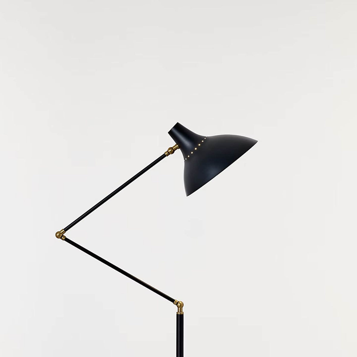 AERIN Charlton Floor Lamp in Black and Hand-Rubbed Antique Brass W12" x H51" - 63" x E42"