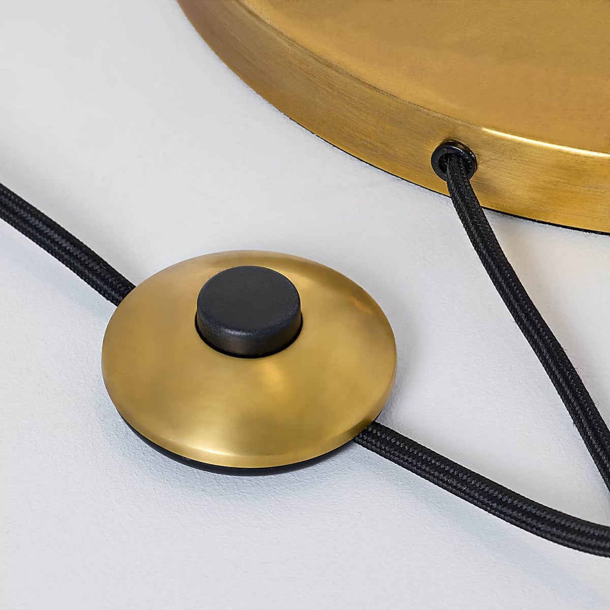 AERIN Charlton Floor Lamp in Black and Hand-Rubbed Antique Brass W12" x H51" - 63" x E42"