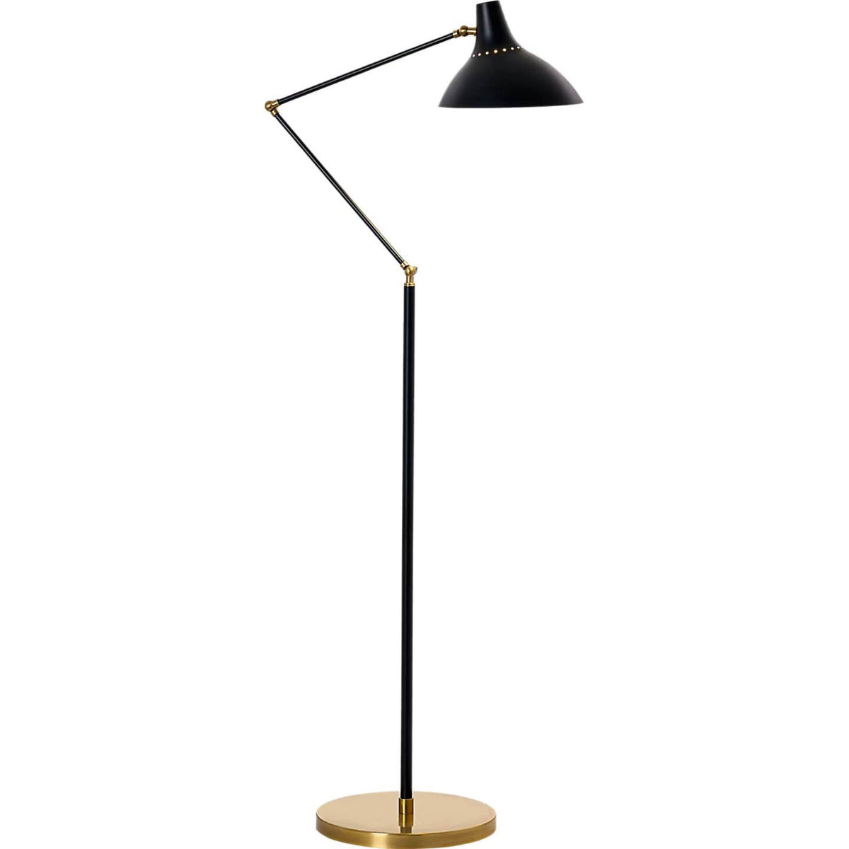 AERIN Charlton Floor Lamp in Black and Hand-Rubbed Antique Brass W12" x H51" - 63" x E42"
