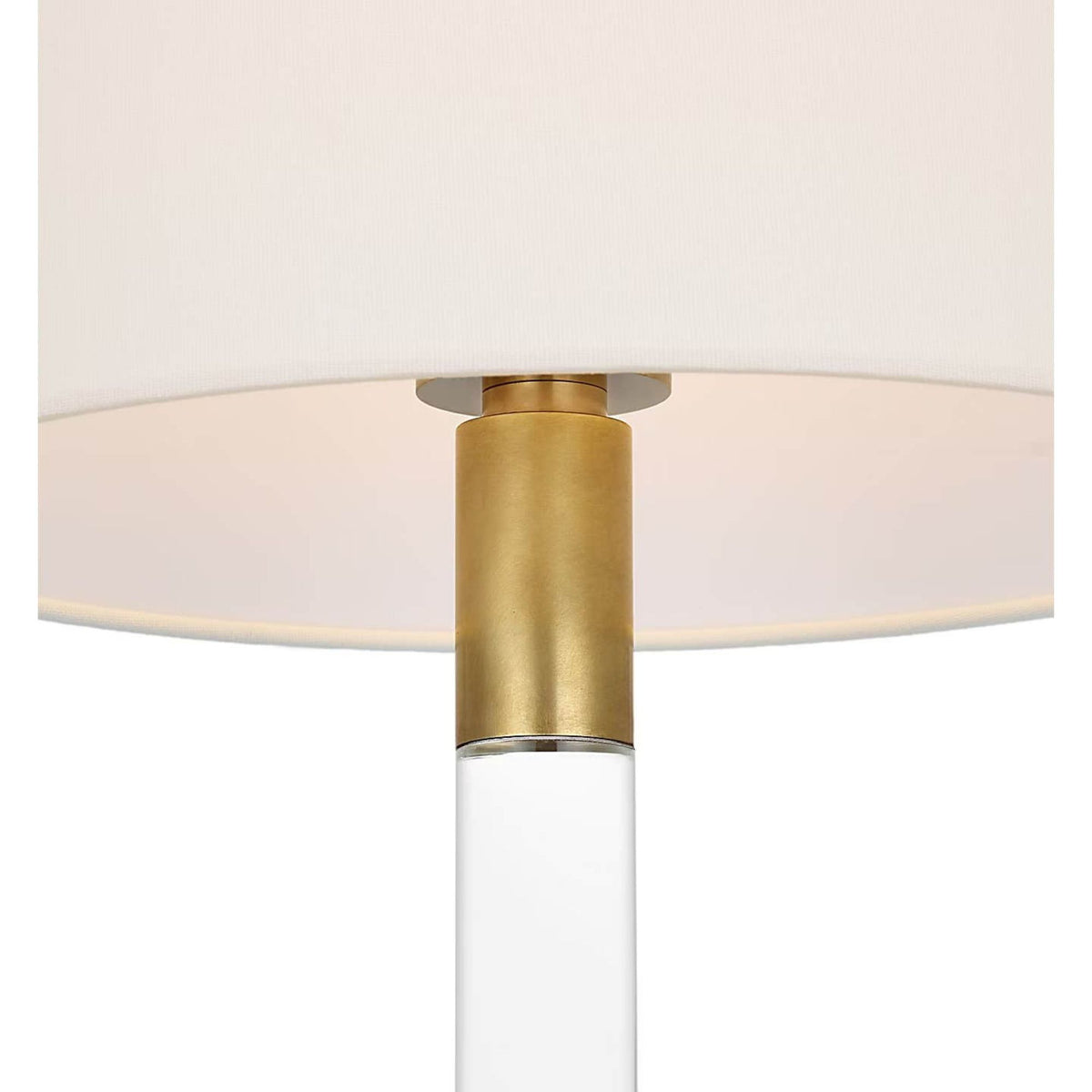 AERIN Riga 53" Cordless Floor Lamp in Crystal and Hand-Rubbed Antique Brass with Linen Shade W11.75" x H53"