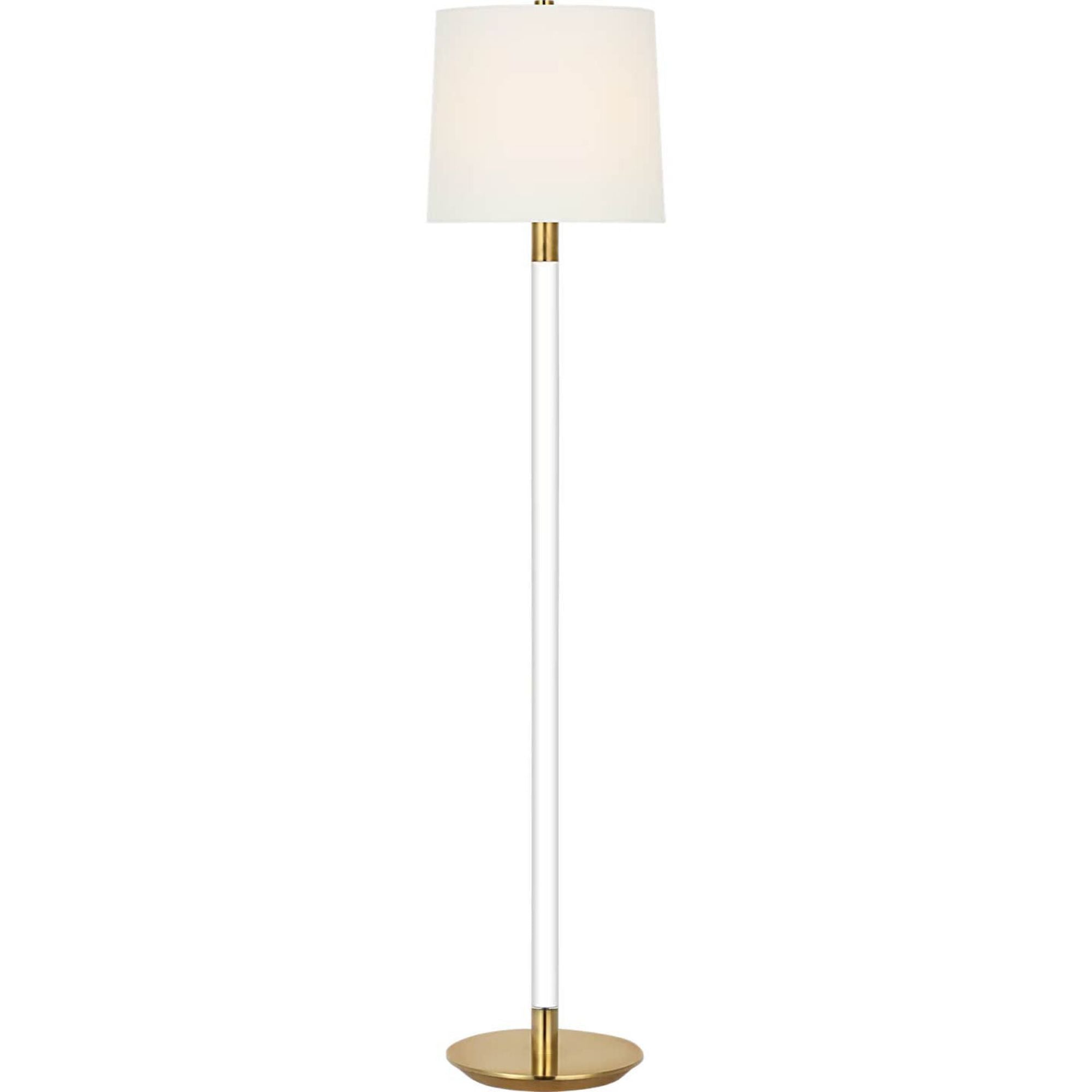 AERIN Riga 53" Cordless Floor Lamp in Crystal and Hand-Rubbed Antique Brass with Linen Shade W11.75" x H53"
