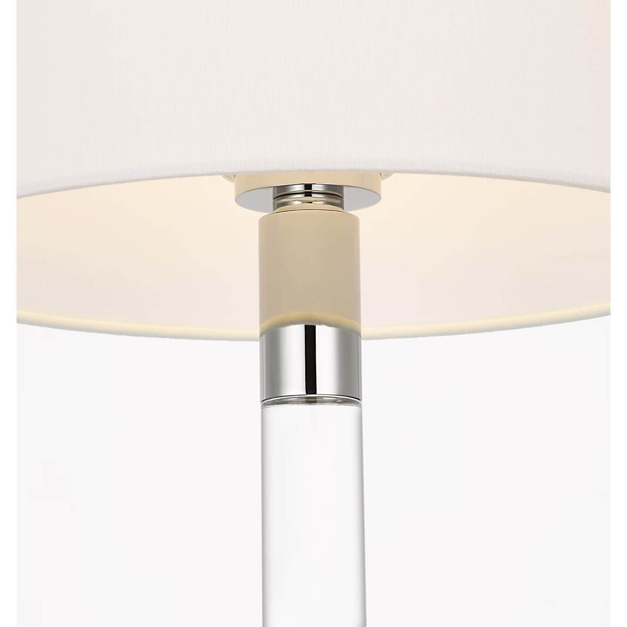 AERIN Riga 53" Cordless Floor Lamp in Crystal and Polished Nickel with Linen Shade W11.75" x H53"