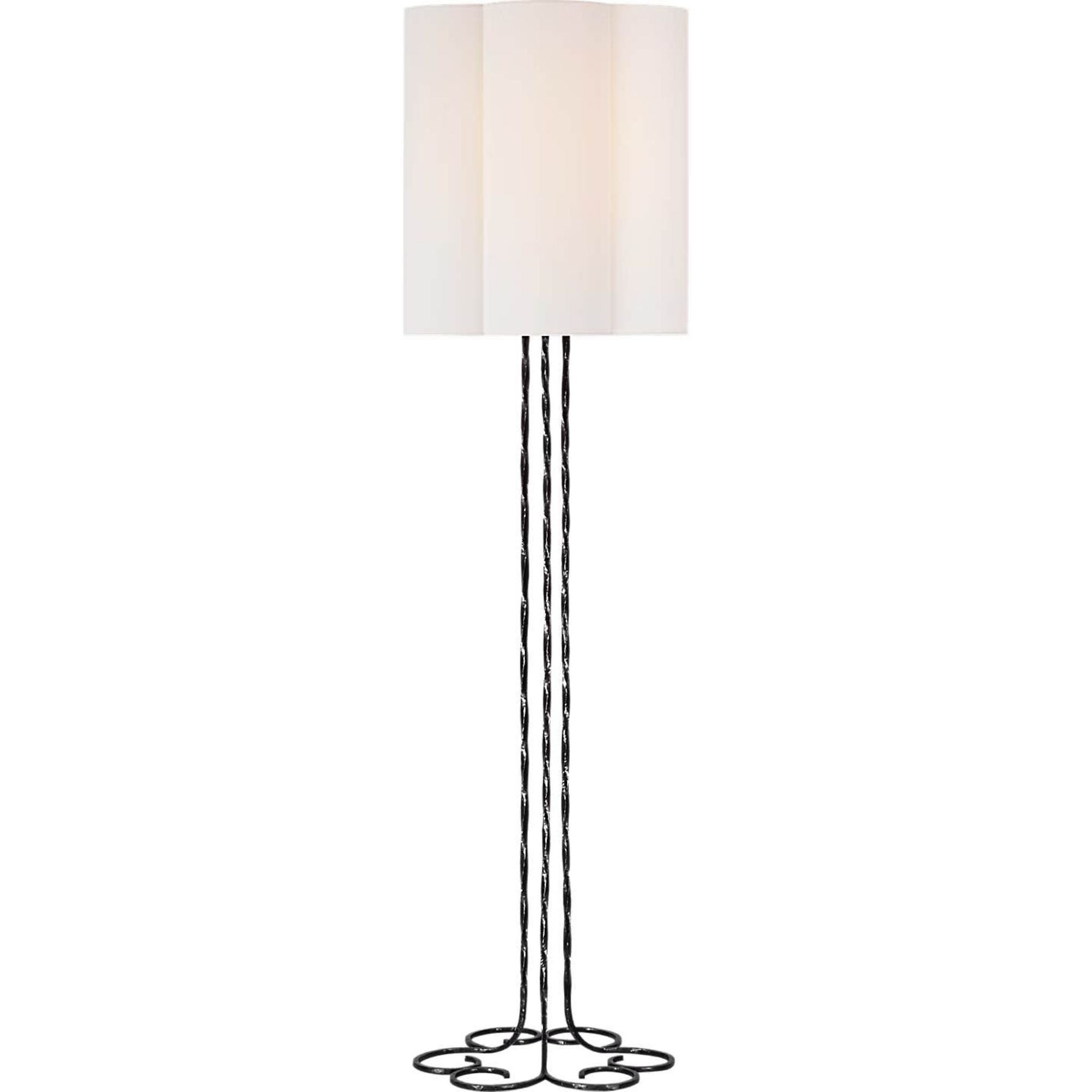 AERIN Shae 65" Sculpted Floor Lamp in Aged Iron with Linen Scallop Shade W18" x H64.5"