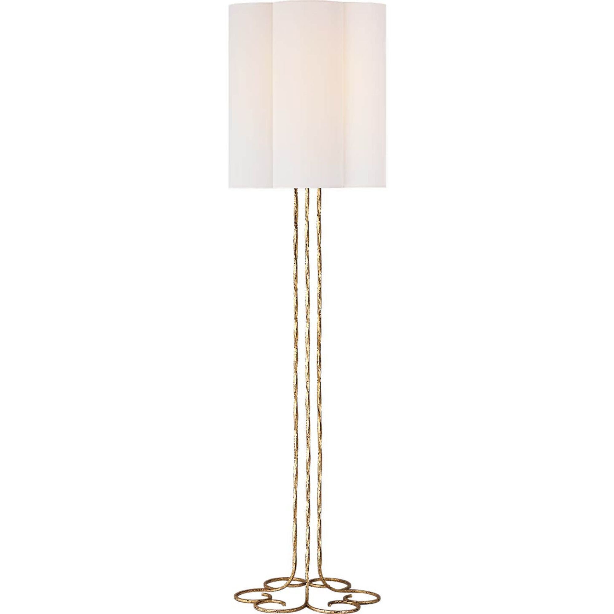 AERIN Shae 65" Sculpted Floor Lamp in Gilded Iron with Linen Scallop Shade W18" x H64.5"