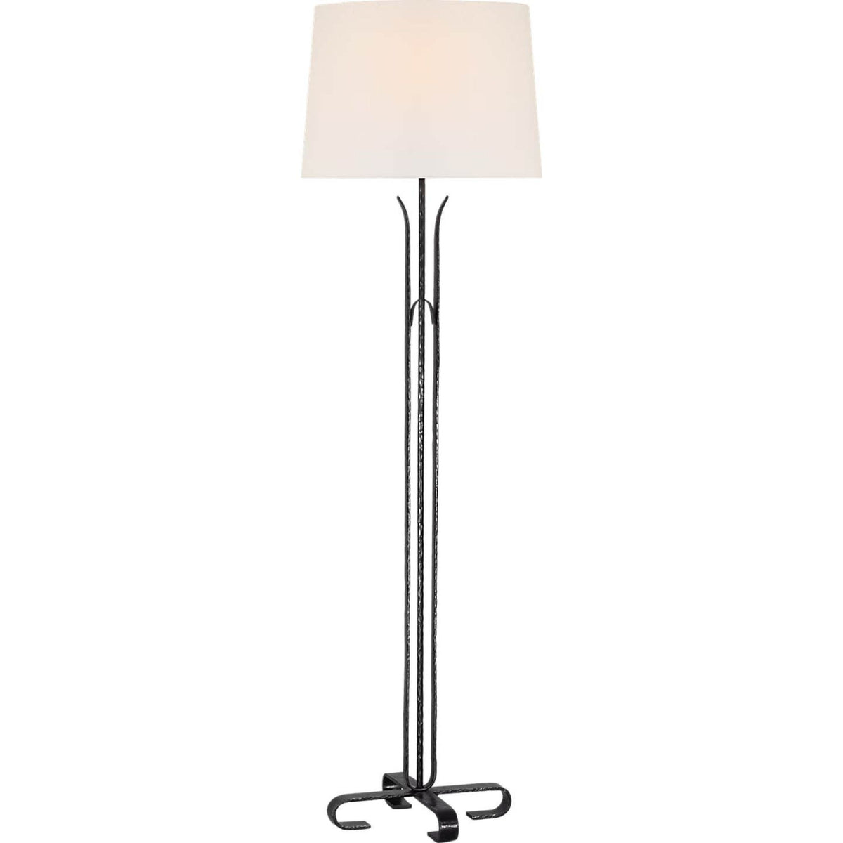AERIN Olivette 63" Forged Floor Lamp in Aged Iron with Linen Shade W18" x H62.75"