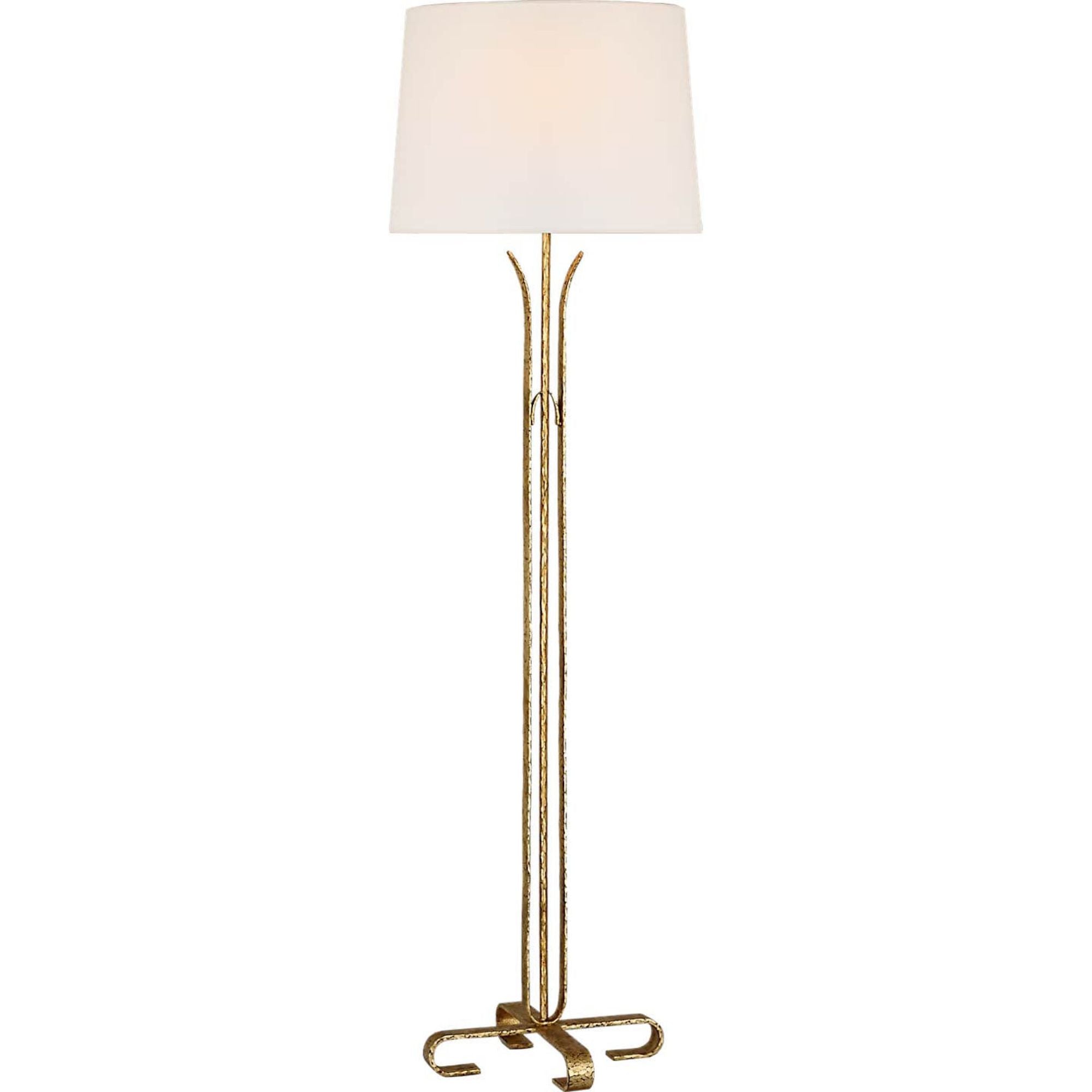 AERIN Olivette 63" Forged Floor Lamp in Gilded Iron with Linen Shade W18" x H62.75"
