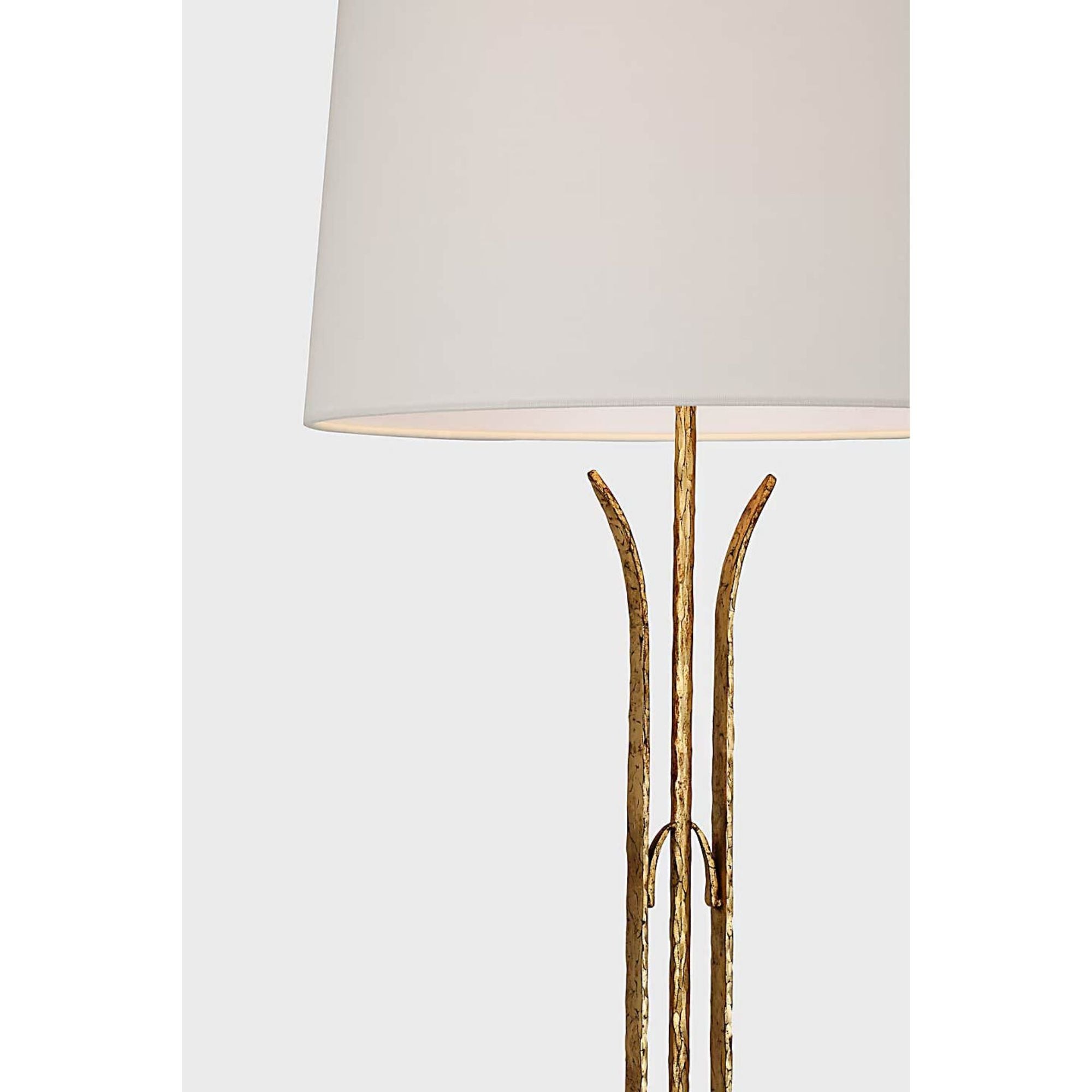 AERIN Olivette 63" Forged Floor Lamp in Gilded Iron with Linen Shade W18" x H62.75"