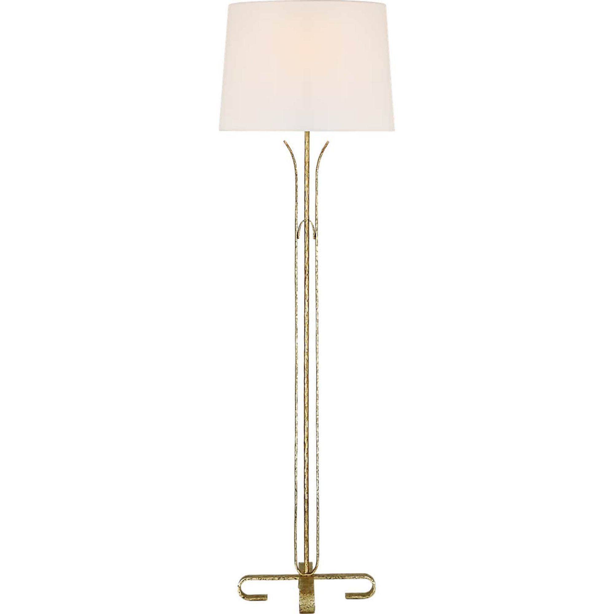 AERIN Olivette 63" Forged Floor Lamp in Gilded Iron with Linen Shade W18" x H62.75"