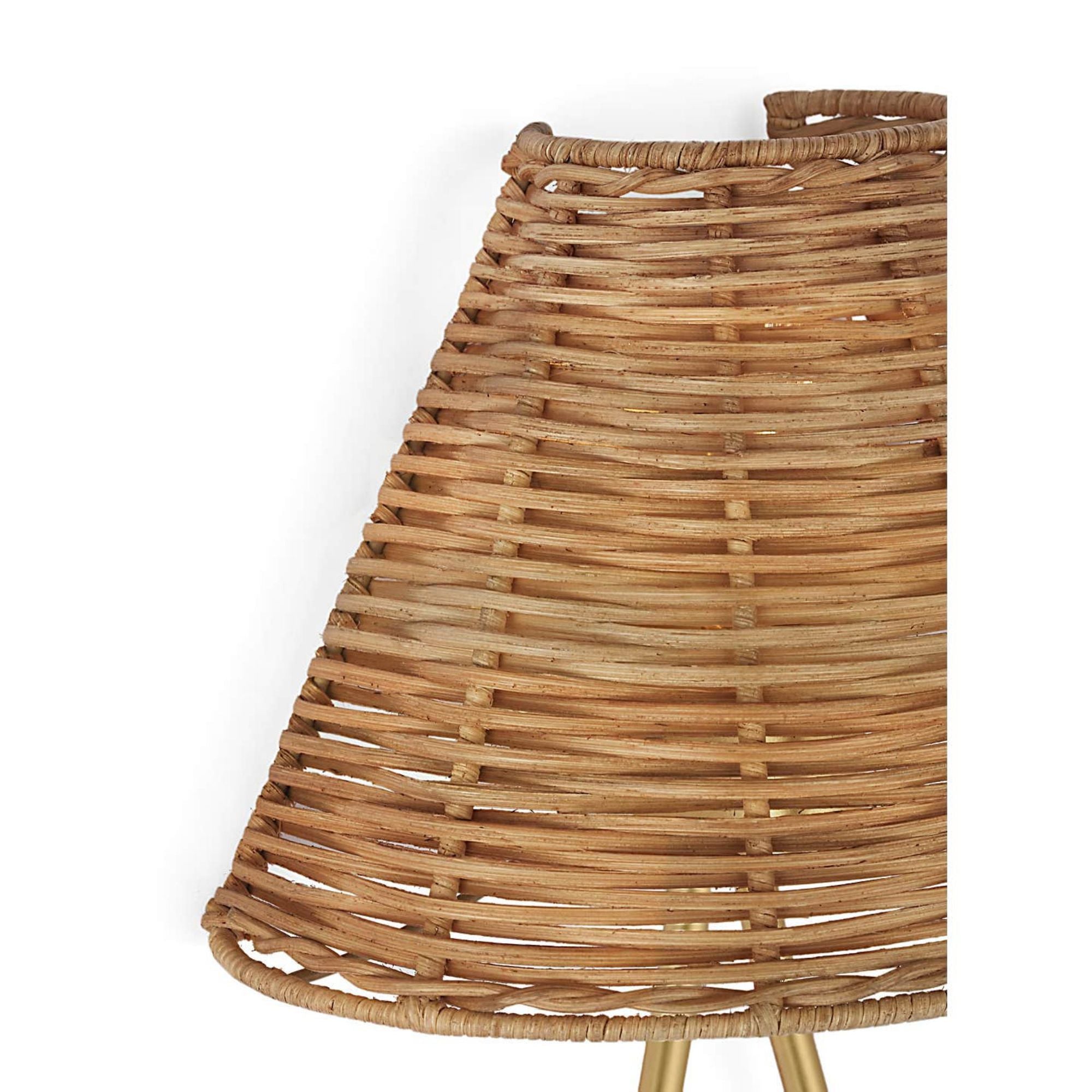 AERIN Jeanne 10" Single Sconce in Gild with Natural Wicker Shade W10" x H12.75" x E5.5"