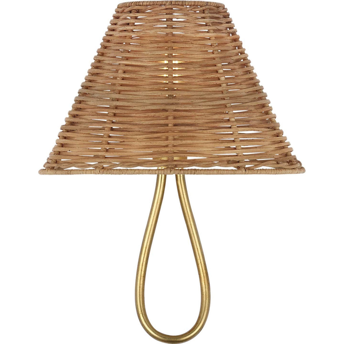 AERIN Jeanne 10" Single Sconce in Gild with Natural Wicker Shade W10" x H12.75" x E5.5"