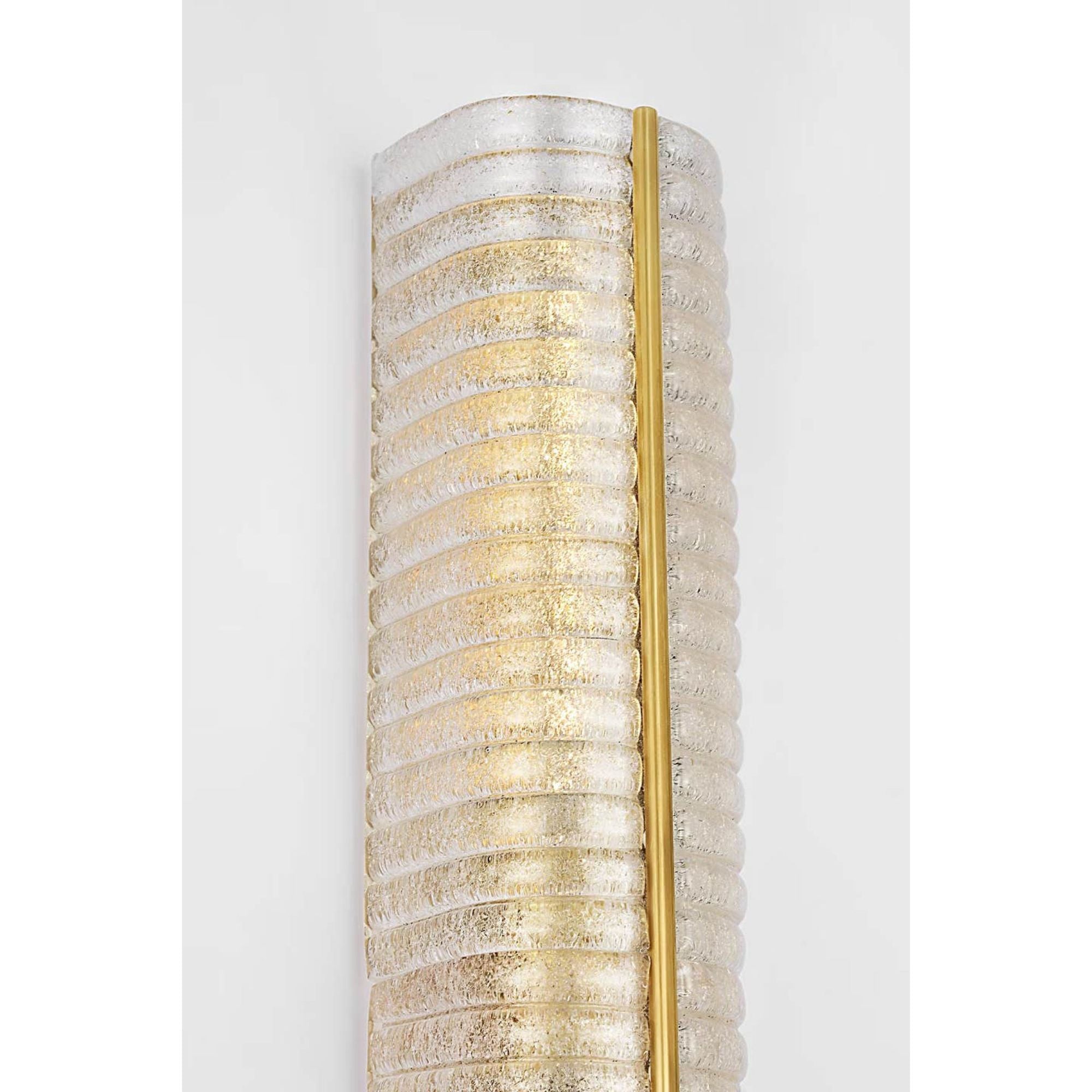AERIN Claude 27" Linear Sconce in Hand-Rubbed Antique Brass with Clear Graniglia Glass W5.5" x H27" x E4.75"