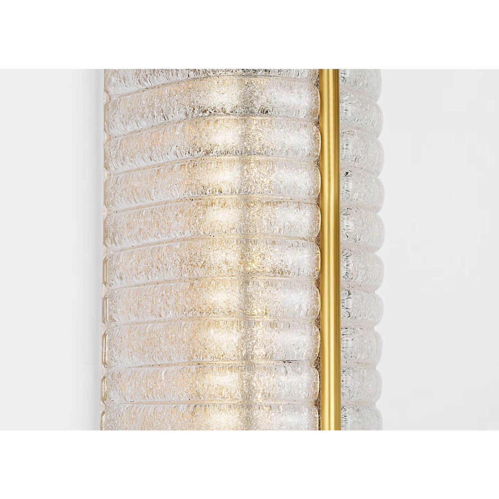 AERIN Claude 27" Linear Sconce in Hand-Rubbed Antique Brass with Clear Graniglia Glass W5.5" x H27" x E4.75"