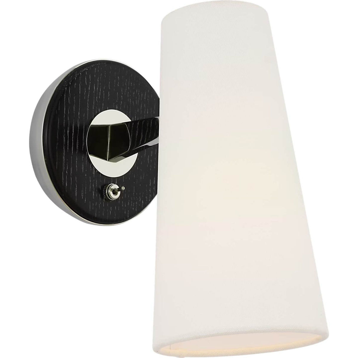 AERIN Olina 10" Sconce in Polished Nickel and Ebony with Linen Shade W5" x H9.75" x E9"