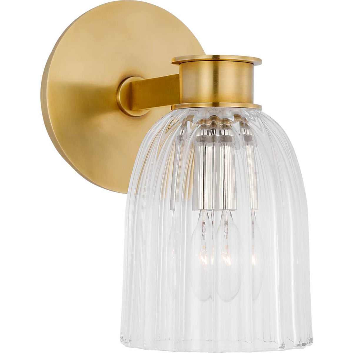 AERIN Asalea Single Sconce in Hand-Rubbed Antique Brass with Clear Glass W5" x H8.5" x E7"