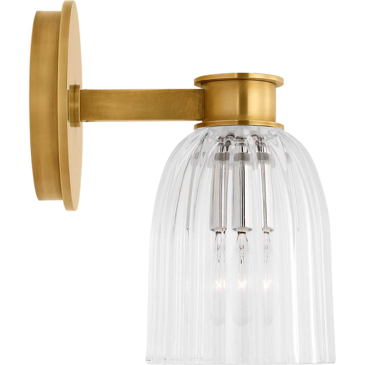AERIN Asalea Single Sconce in Hand-Rubbed Antique Brass with Clear Glass W5" x H8.5" x E7"