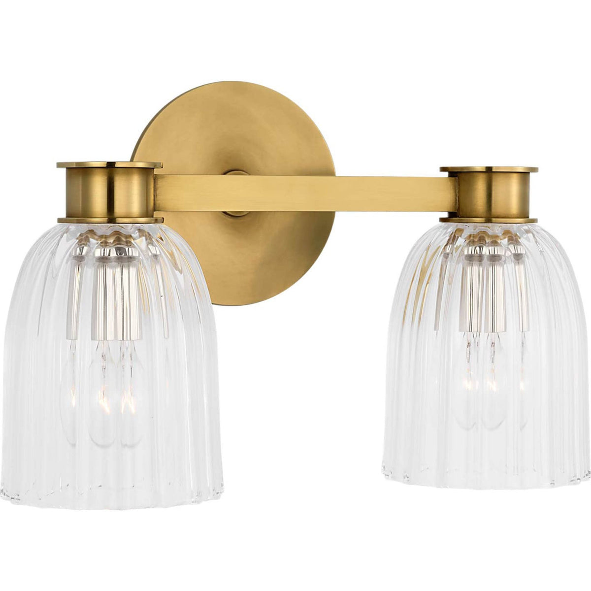 AERIN Asalea Double Sconce in Hand-Rubbed Antique Brass with Clear Glass W13" x H8.5" x E7"
