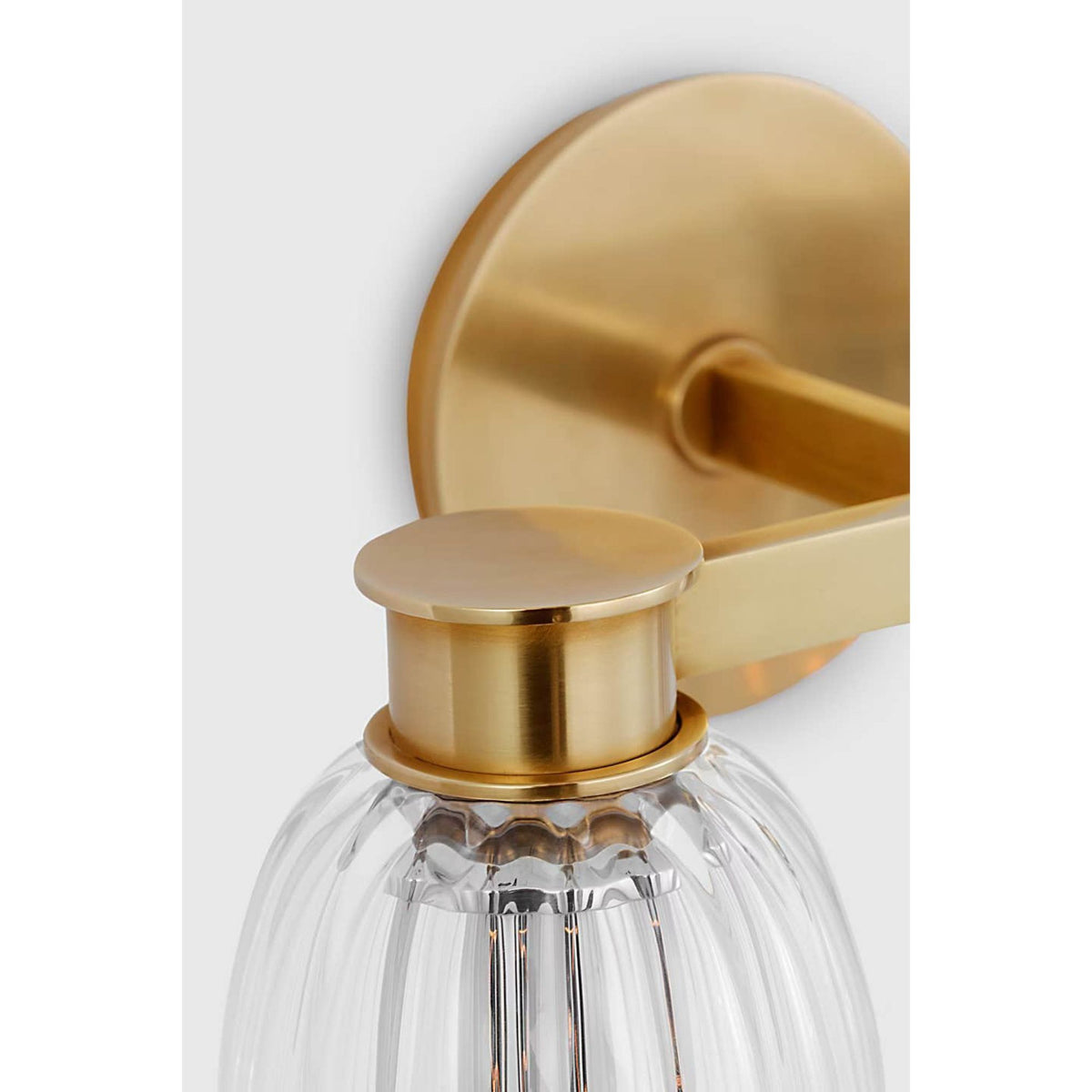 AERIN Asalea Double Sconce in Hand-Rubbed Antique Brass with Clear Glass W13" x H8.5" x E7"