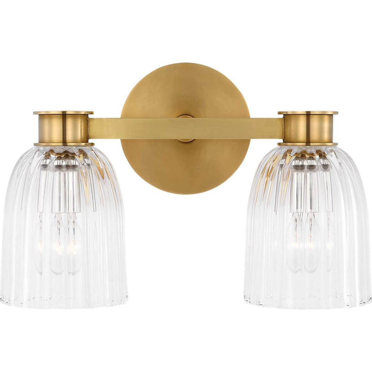 AERIN Asalea Double Sconce in Hand-Rubbed Antique Brass with Clear Glass W13" x H8.5" x E7"