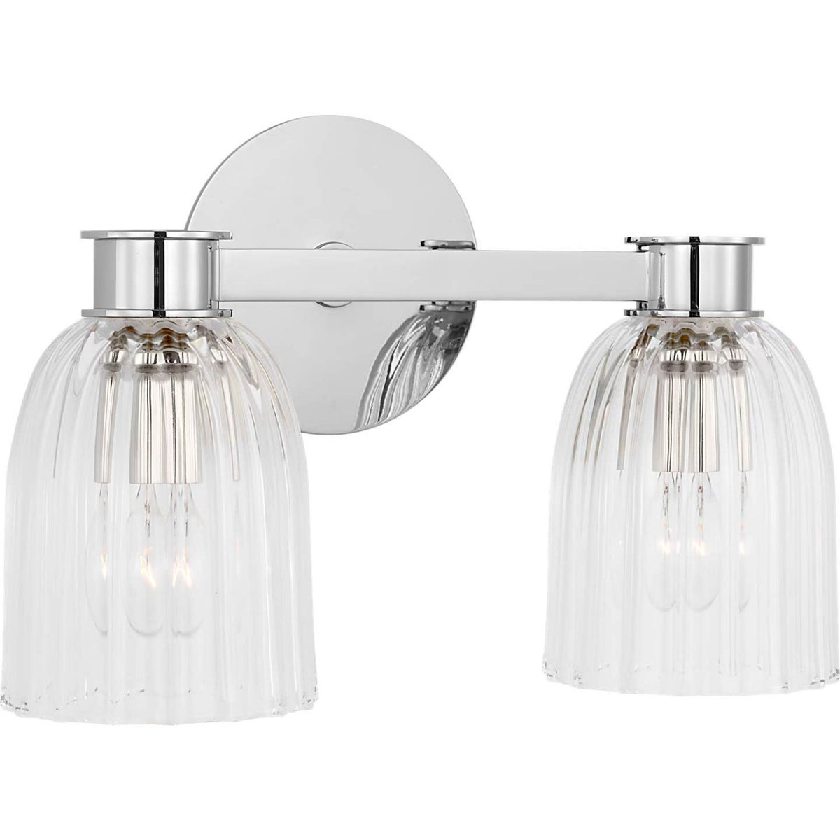AERIN Asalea Double Sconce in Polished Nickel with Clear Glass W13" x H8.5" x E7"
