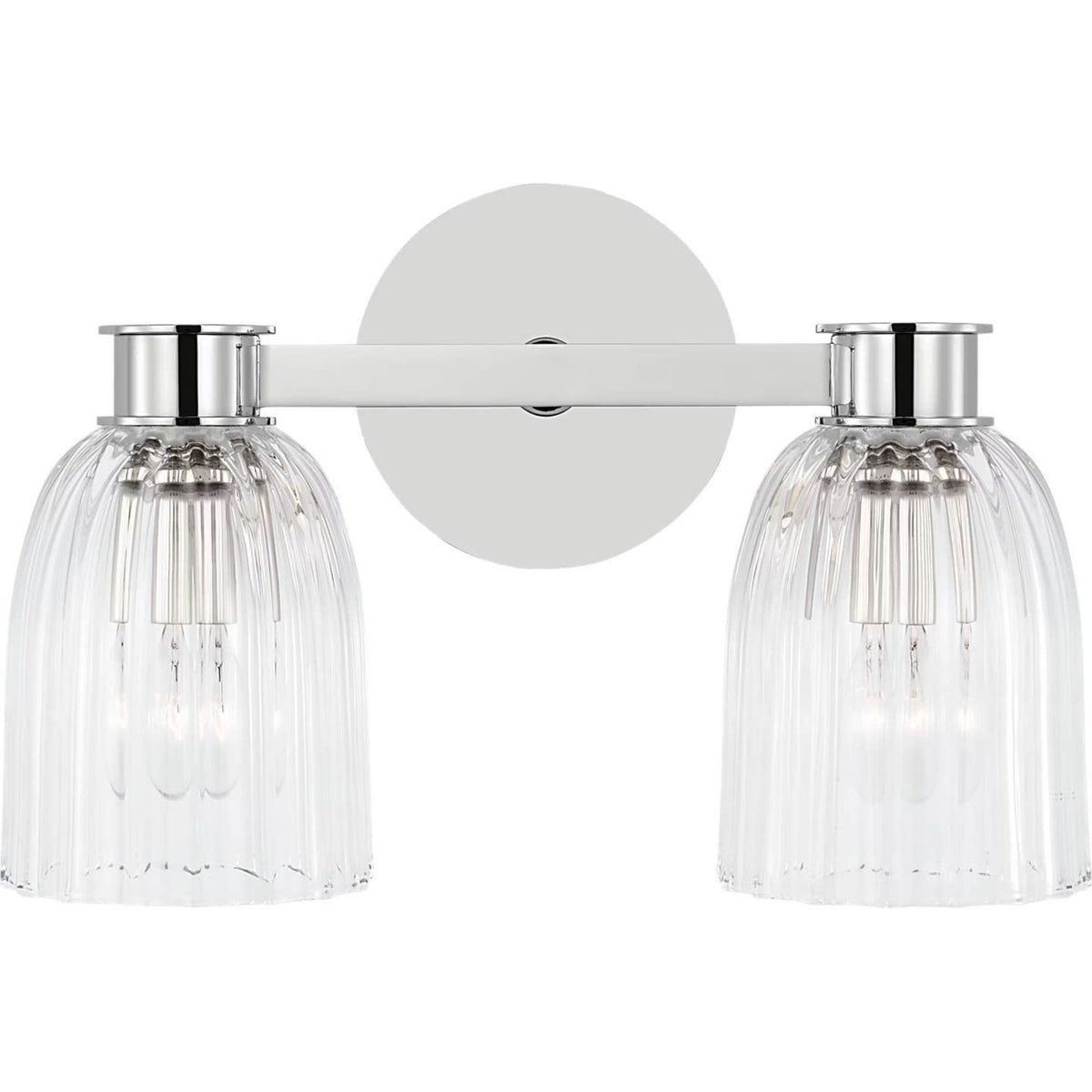 AERIN Asalea Double Sconce in Polished Nickel with Clear Glass W13" x H8.5" x E7"