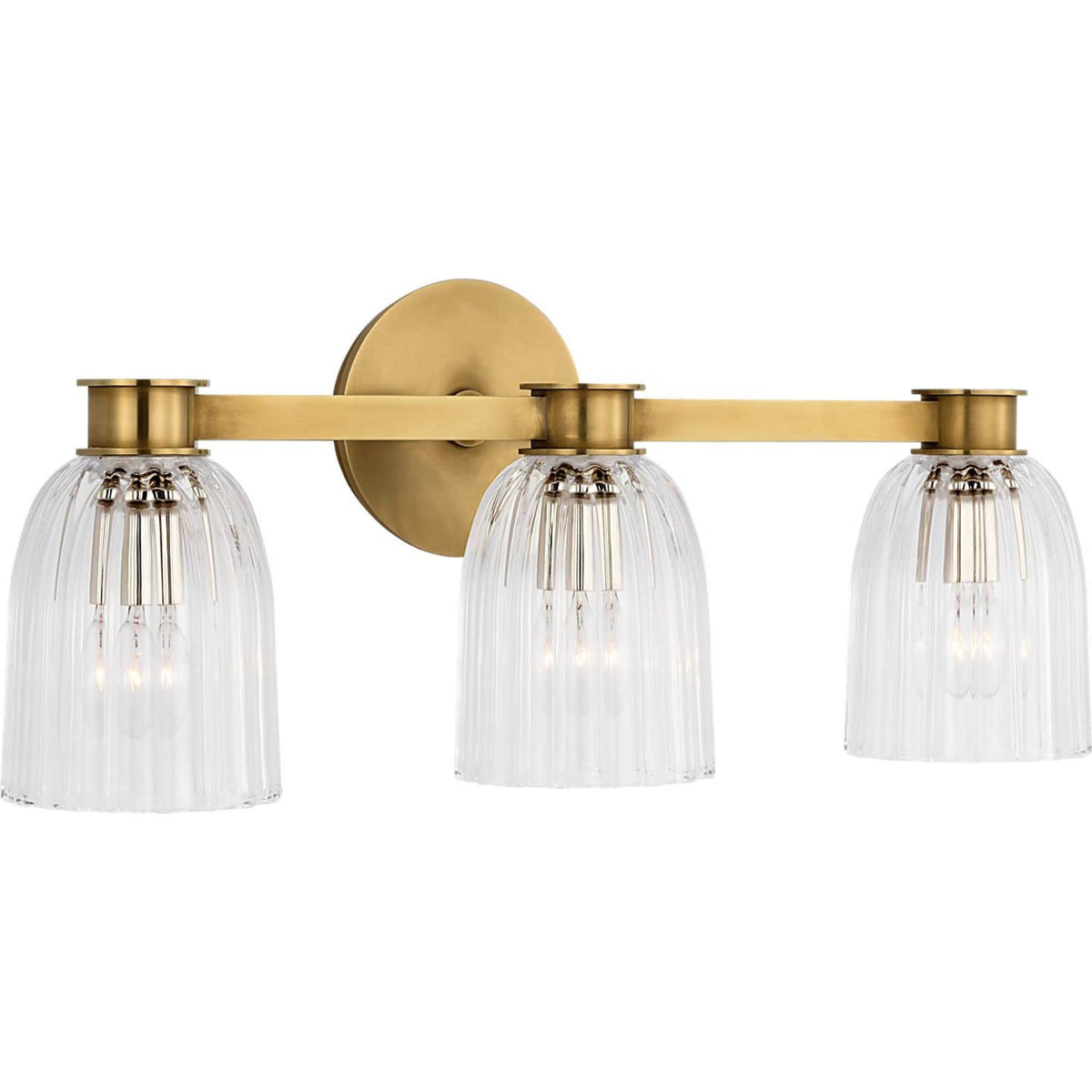 AERIN Asalea Triple Vanity Light in Hand-Rubbed Antique Brass with Clear Glass W21" x H8.5" x E7"