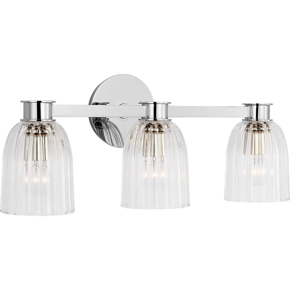 AERIN Asalea Triple Vanity Light in Polished Nickel with Clear Glass W21" x H8.5" x E7"